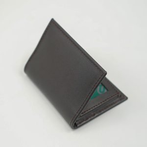 Glamouria Dark Brown Leather Card Holder – 3x4 inches